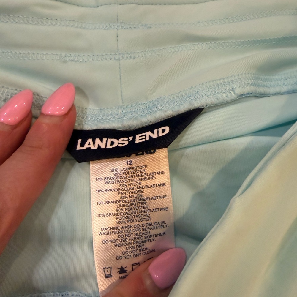 Lands' End Light Blue Gingham Athletic Swim Shorts - Picture 3 of 9